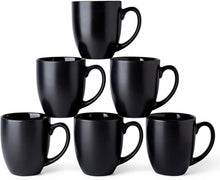 Load image into Gallery viewer, AmorArc 16oz Coffee Mugs Set of 6, Large Ceramic Coffee Mugs for Men Women Dad Mom, Modern Coffee Mugs with Handle for Tea/Latte/Cappuccino/Cocoa. Dishwasher&amp;Microwave Safe, Matte Black
