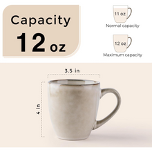 Load image into Gallery viewer, AmorArc Ceramic Coffee Mugs Set of 6, 12oz Stoneware Coffee Mugs Set For Dad Mom Women MEN, Light Weight Ceramic Coffee Cups for Latte/Tea/Beer/Hot Cocoa, Dishwasher &amp; Microwave Safe,Cappuccino

