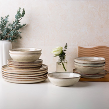 Load image into Gallery viewer, AmorArc Ceramic Dinnerware Sets,Handmade Reactive Glaze Stoneware Plates and Bowls Sets,Highly Scratch Resistant | Dishwasher &amp; Microwave Safe Dishes Set,Service for 12 (36pc)
