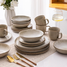 Load image into Gallery viewer, AmorArc Ceramic Dinnerware Sets,Handmade Reactive Glaze Stoneware Plates and Bowls Sets,Highly Scratch Resistant | Dishwasher &amp; Microwave Safe Dishes Set,Service for 12 (36pc)
