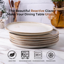 Load image into Gallery viewer, AmorArc Ceramic Dinner Plates Set of 6, 10.5 inch Handmade Reactive Glaze Stoneware Plates, Rustic Shape Dinnerware Dish Set for Kitchen, Microwave &amp; Dishwasher Safe, Scratch Resistant-Cappuccino
