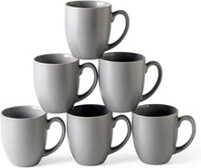 Load image into Gallery viewer, AmorArc 16oz Coffee Mugs Set of 6, Large Ceramic coffee mugs with large Handle for Men Women,16oz Coffee Mugs for Coffee,Tea,Latte,Cocoa. Easy to Hold&amp;Clean, Dishwasher&amp;Microwave Safe, Matte Grey
