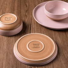Load image into Gallery viewer, AmorArc Ceramic Dinnerware Sets for 4, 12 Pieces Handpainted Plates and Bowls Set with Rustic Terracotta Underside, Scratch Resistant Stoneware Dishes Set, Dishwasher &amp; Microwave Safe, Cloud Pink
