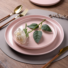 Load image into Gallery viewer, AmorArc Ceramic Dinnerware Sets for 4, 12 Pieces Handpainted Plates and Bowls Set with Rustic Terracotta Underside, Scratch Resistant Stoneware Dishes Set, Dishwasher &amp; Microwave Safe, Cloud Pink
