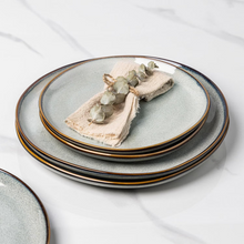 Load image into Gallery viewer, AmorArc Ceramic Dinner Plates Set of 6,10.5 Inch Handmade Reactive Glaze Stoneware Plates, Rustic Shape Dinnerware Dish Set for Kitchen, Microwave &amp; Dishwasher Safe, Scratch Resistant-Green Wheat
