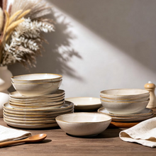 Load image into Gallery viewer, AmorArc Ceramic Dinnerware Sets,Handmade Reactive Glaze Stoneware Plates and Bowls Sets,Highly Scratch Resistant | Dishwasher &amp; Microwave Safe Dishes Set,Service for 6 (18pc)
