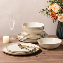 Load image into Gallery viewer, AmorArc Ceramic Dinnerware Sets,Handmade Reactive Glaze Stoneware Plates and Bowls Sets,Highly Scratch Resistant | Dishwasher &amp; Microwave Safe Dishes Set,Service for 8 (24pc)
