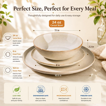 Load image into Gallery viewer, AmorArc Ceramic Dinnerware Sets,Handmade Reactive Glaze Stoneware Plates and Bowls Sets,Highly Scratch Resistant | Dishwasher &amp; Microwave Safe Dishes Set,Service for 8 (24pc)
