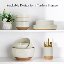 Load image into Gallery viewer, AmorArc Ceramic Mixing Bowls|Nesting Bowls Set of 3 for Kitchen|Stoneware Serving Bowls with Rustic Terracotta Underside for Mixing,Cooking,Baking,Salad| Microwave &amp; Dishwasher Safe 4.6/2.8/1.3 Qt
