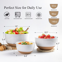 Load image into Gallery viewer, AmorArc Ceramic Mixing Bowls|Nesting Bowls Set of 3 for Kitchen|Stoneware Serving Bowls with Rustic Terracotta Underside for Mixing,Cooking,Baking,Salad| Microwave &amp; Dishwasher Safe 4.6/2.8/1.3 Qt
