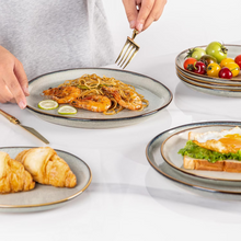 Load image into Gallery viewer, AmorArc Ceramic Plates Set of 6, 8.5 Inch Handmade Reactive Glaze Stoneware Plates set for Dessert, Salad, Appetizer, Dinner, Microwave &amp; Dishwasher Safe, Scratch Resistant-Green Wheat
