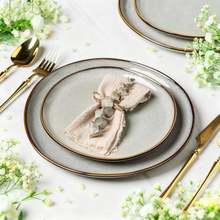 Load image into Gallery viewer, AmorArc Ceramic Plates Set of 6, 8.5 Inch Handmade Reactive Glaze Stoneware Plates set for Dessert, Salad, Appetizer, Dinner, Microwave &amp; Dishwasher Safe, Scratch Resistant-Green Wheat
