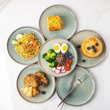 Load image into Gallery viewer, AmorArc Ceramic Plates Set of 6, 8.5 Inch Reactive Glaze Stoneware Plates set, Dessert, Salad, Appetizer, Small Dinner, Microwave, Dishwasher Safe, Scratch Resistant Dishes Set for Kitchen
