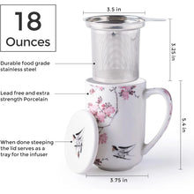 Load image into Gallery viewer, AmorArc Porcelain Tea Mug with Infuser and Lids, 18 Oz Cup Strainer Bag Holder for Loose Leaf Tea, Steeping Coffee Well-wrapped Box House-warming Wedding Birthday Gift, Pink
