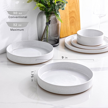 Load image into Gallery viewer, AmorArc 9.0" Large Ceramic Pasta Bowls, 32oz Handmade Speckled Stoneware Pasta Bowls Set of 4, Microwave &amp; Dishwasher Safe Bowls With Terracotta Underside for Fruit Pasta Salad-White
