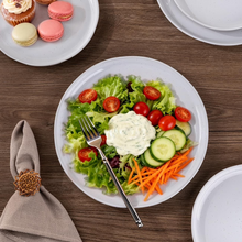 Load image into Gallery viewer, AmorArc Ceramic Dinnerware Sets for 4, 12 Pieces Handpainted Plates and Bowls Set with Rustic Terracotta Underside, Scratch Resistant Stoneware Dishes Set, Dishwasher &amp; Microwave Safe, White
