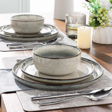 Load image into Gallery viewer, AmorArc Ceramic Dinnerware Sets for 8, 24 Pieces Stoneware Plates and Bowls Sets, Reactive Glaze Dishes -Scratch Resistant, Dishwasher&amp;Microwave Safe, Green Wheat (Service for 8)

