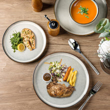 Load image into Gallery viewer, AmorArc Ceramic Dinnerware Sets for 8, 24 Pieces Stoneware Plates and Bowls Sets, Reactive Glaze Dishes -Scratch Resistant, Dishwasher&amp;Microwave Safe, Green Wheat (Service for 8)
