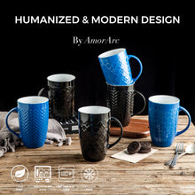 Load image into Gallery viewer, Ceramic Tall Coffee Mugs with Geometric Patterns 20OZ Set of 6 - ACM002
