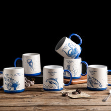 Load image into Gallery viewer, Ceramic Coffee Mugs with Sea Life Textured Patterns 18OZ Set of 6 - ACM005
