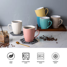 Load image into Gallery viewer, Ceramic Coffee Mugs with Multi Textured Patterns 18oz Set of 6 -ACM007
