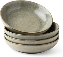 Load image into Gallery viewer, Round Stoneware Reactive Glaze Plates and Bowls Set for 4 (12PCs)
