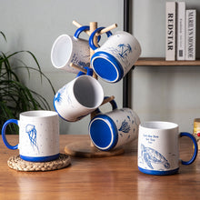 Load image into Gallery viewer, Ceramic Coffee Mugs with Sea Life Textured Patterns 18OZ Set of 6 - ACM005
