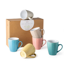 Load image into Gallery viewer, Ceramic Coffee Mugs with Multi Textured Patterns 18oz Set of 6 -ACM007

